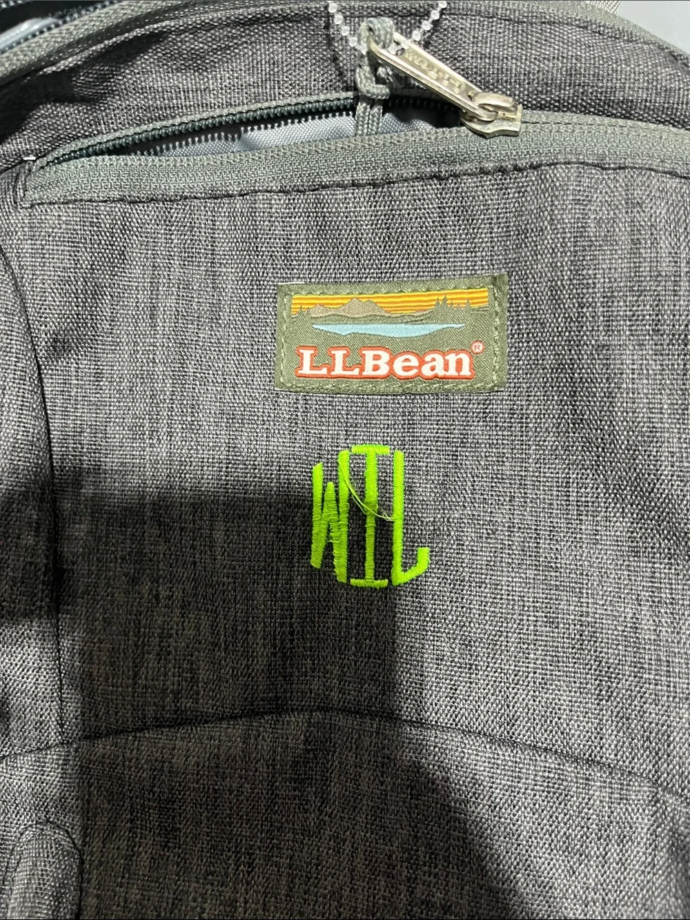 L.L. Bean Charcoal Gray Backpack with Lime Accent